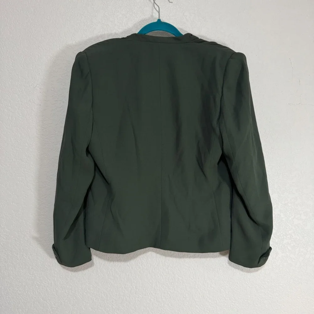 Jennifer Moore Petites Women's Green Blazer Jacket Size 2P Button Front‎